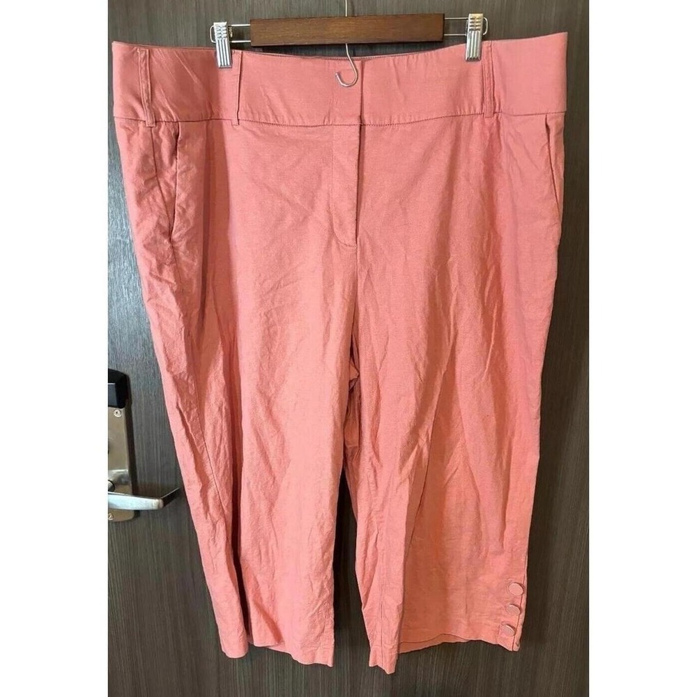 Lane Bryant Pants The Laney Capri Women's 22 Pink Linen Stretch Straight Leg